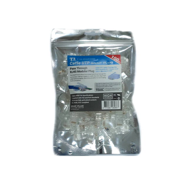 T3 Cat.5E RJ-45 8X8 plug穿透式水晶頭