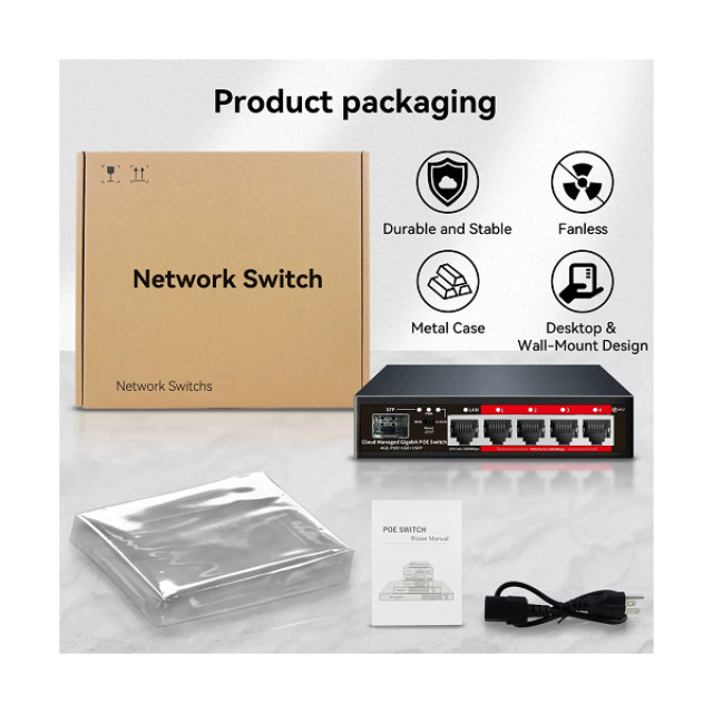 JYAN 致仰 4路 全千兆PoE網路供電中繼器+1SFP GPS204
